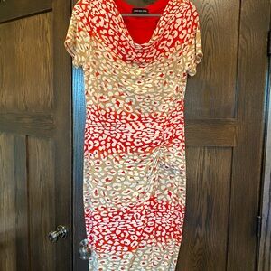 Jones New York Red, Tans, and Cream Dress